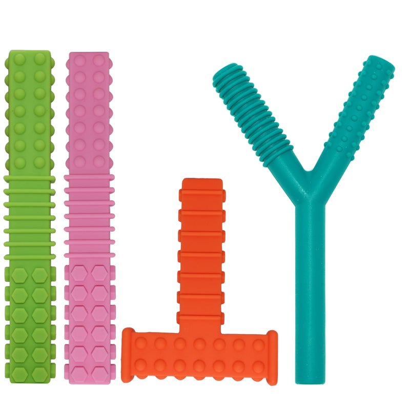 SunCore Direct Sensory Chew Toys for Autistic Children, 4 Pack Silicone Chew Tube Teething Sticks Toys for Autism, ADHD, SPD, Chewies with Special Needs, Oral Motor Chewy Tool for Sensory Kids Chewer. - Image 1
